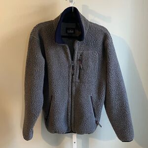 L.L. Bean Gray Sherpa Full Zip Jacket